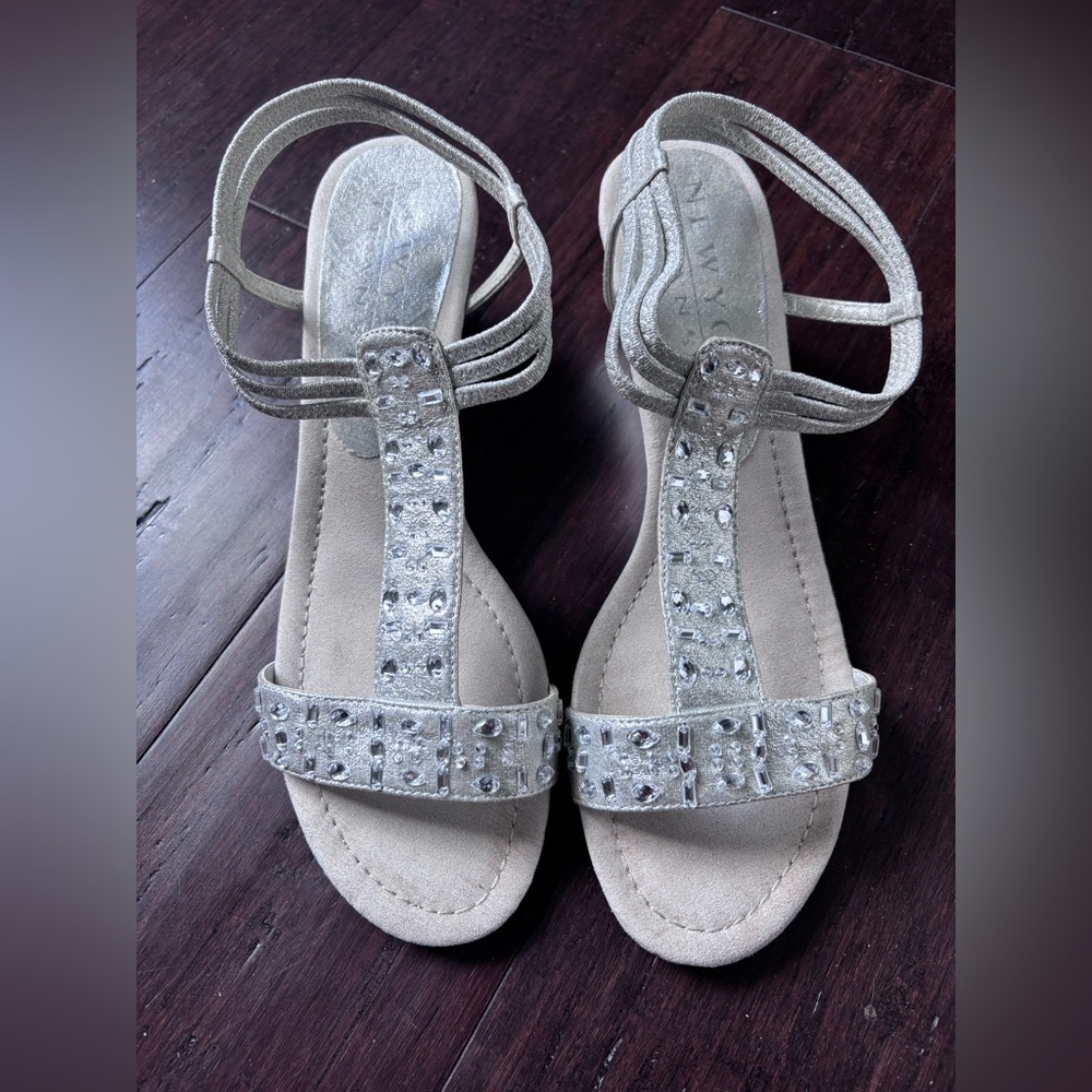 New York Transit Silver Embellished Sandals
